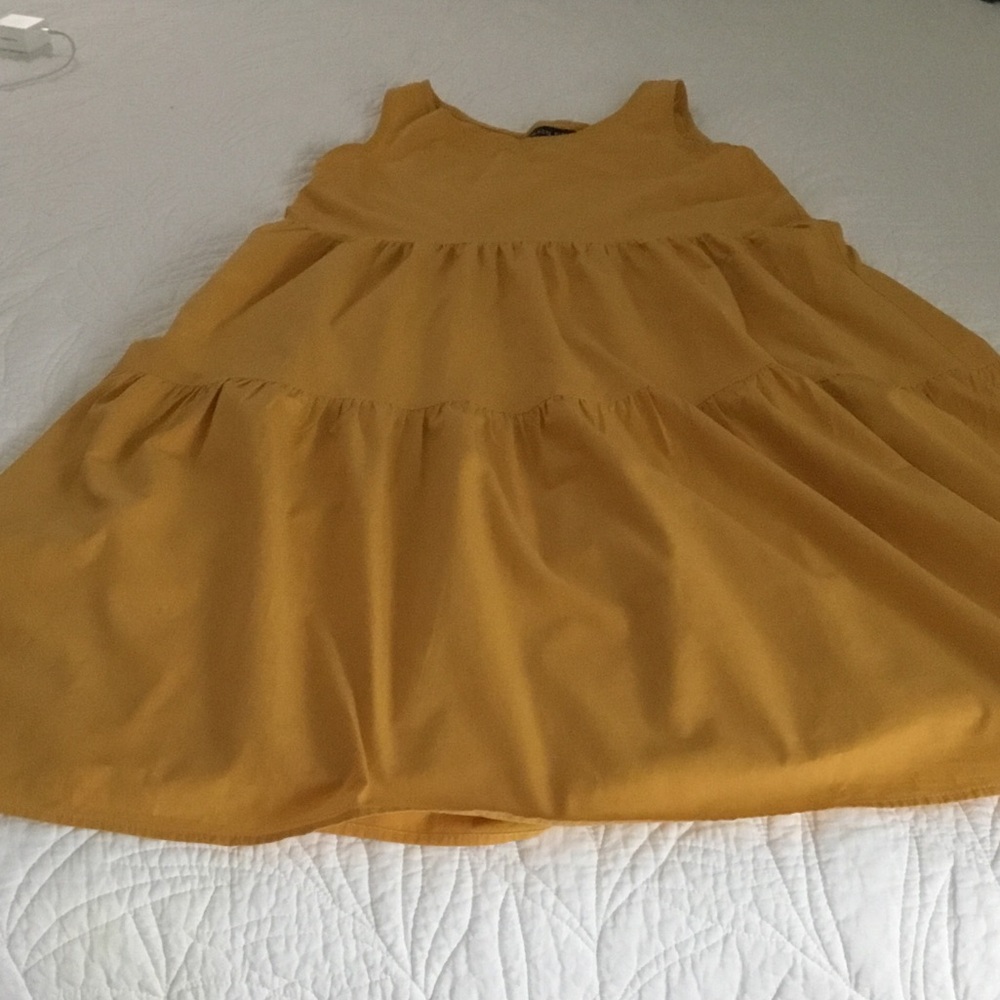 Eileen Fisher Women’s Mustard Tiered Sleeveless Dress
